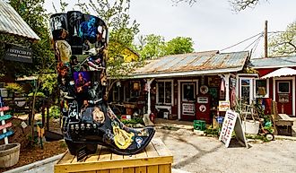 Colorful shop in the small Texas Hill Country town of Wimberley, Texas. Image credit Fotoluminate LLC via Shutterstock.