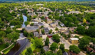 Aerial view of Downtown Cedarburg, Wisconsin