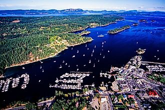 Aerial image of Ganges, Salt Spring Island, Gulf Islands, BC, Canada