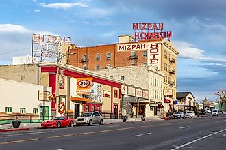 Downtown Tonopah, Nevada, with historic buildings.