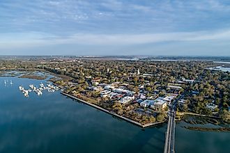 Aerial view of Downtown Beaufort, South Carolina.