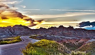 Famous Badlands Loop Road in Badlands National Park, South Dakota.