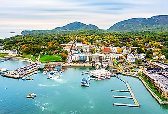 Aerial view of Bar Harbor, Maine.