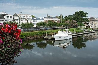 View of the waterfront and downtown area of Lewes, Delaware.