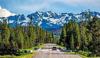 Road from Yellowstone National Park to Grand Teton National Park, Wyoming.
