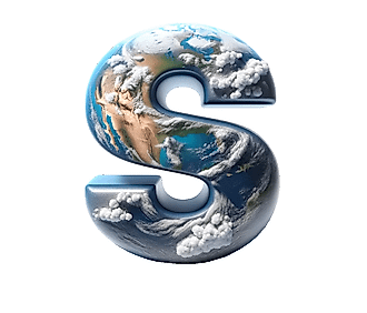 The Letter "S" decorated in the features of Planet Earth.