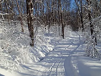Cross country ski trail in the Laurel Highlands near Farmington, Pennsylvania.