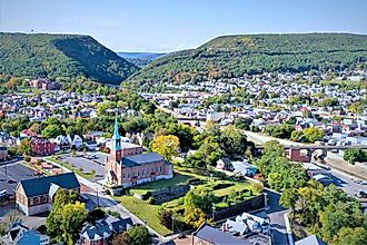 Aerial view of Cumberland, Maryland.