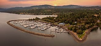 Aerial View of John Wayne Marina, Sequim, Washington