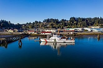 Boats along the harbor in Coos Bay, Oregon. Editorial credit: Manuela Durson / Shutterstock.com
