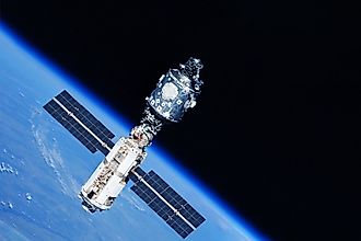 A satellite in orbit. Via Shutterstock / Artsiom P