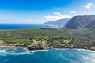 Aerial View of Kalaupapa National Historic Park,Kalaupapa, Molokai, Hawaii. 