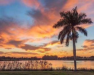 Sunset on Lake Okeechobee, West Palm Beach, Florida. 