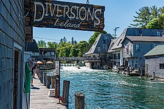 View of Fishtown in Leland, Michigan. Editorial credit: Frank Setili / Shutterstock.com