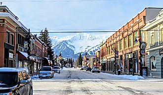 A view down the streets of downtown Fernie, British Columbia, Canada. Editorial credit: christopher babcock / Shutterstock.com