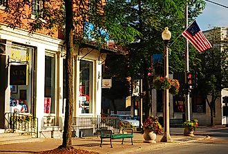 The downtown district of Bennington, Vermont. Image credit James Kirkikis via Shutterstock