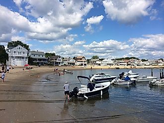 People on the beach in Madison, Connecticut