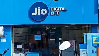 Newly opened Jio Digital Life Store, Reliance Jio Infocomm Limited in Gwalio. Editorial credit: mrinalpal / Shutterstock.com