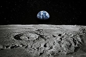 Earth as seen from the surface of the Moon.
