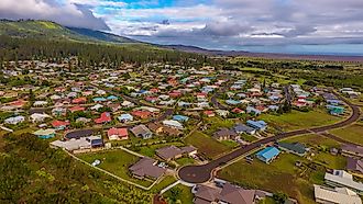 Aerial view of Lanai City, Hawaii.