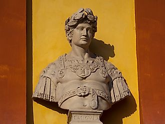 Bust of Emperor Caligula in Modena, Italy. These sculptures were made around the 1600s.