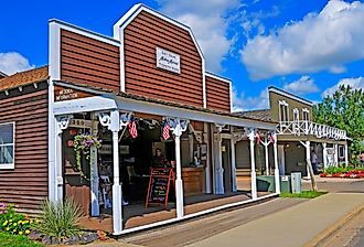 Shops in Medora, North Dakota. Image credit Dennis MacDonald via Shutterstock.
