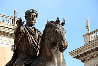 The equestrian statue of Marcus Aurelius, the Stoic philosopher in the Piazza del Campidoglio in Rome. Image credit EnricoAliberti ItalyPhoto via Shutterstock