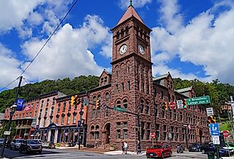 View of the historic town of Jim Thorpe in the Lehigh Valley in Carbon County, Pennsylvania, United States.