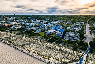 Overlooking Bethany Beach, Delaware at sunset.