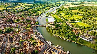 Aerial view of Henley-on-Thames, England.