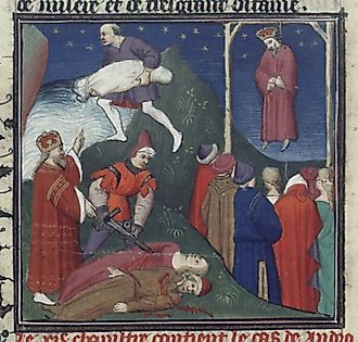 Emperor Andronikos I Komnenos seizing power and his lynching by a mob. Credit: Rohan Master, Public domain, via Wikimedia Commons