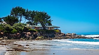 Luxury house by Frank Lloyd Wright on the adjacent hillside bluffs of Carmel-by-the-sea.