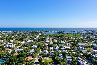 An Aerial View of the Beautiful White Sand Beach on Anna Maria Island