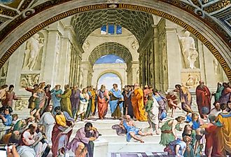  Greek Philosophers in the School of Athens, Raphael Rooms, Apostolic Palace, Vatican City.