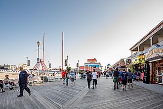 View of the boardwalk in Ocean City, Maryland. Editorial credit: eurobanks / Shutterstock.com