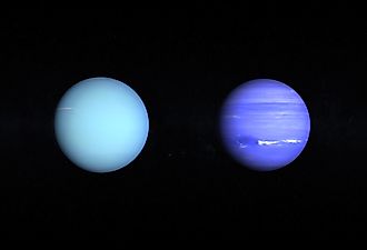 Uranus and Neptune are both ice giant planets. Image credit via Shutterstock / Tristan 3d