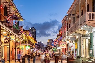 Visitors in the French Quarter in New Orleans. Editorial credit: travelview / Shutterstock.com