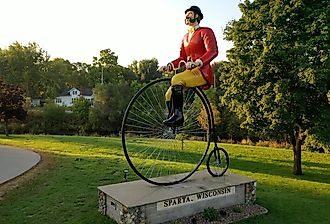 Large cyclist statue in Sparta, Wisconsin. Image credit Lena Platonova via Shutterstock.