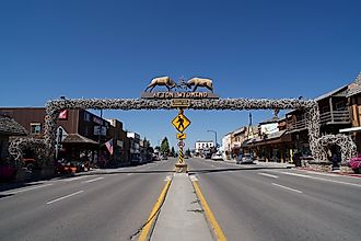 World's Largest Elkhorn Arch in Afton, Wyoming. (Editorial credit: alwayssunnyalwaysreal / Shutterstock.com)