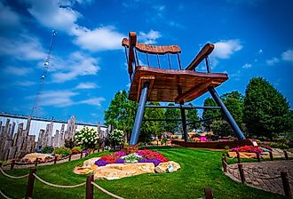 A giant wooden rocking chair in Casey, Illinois.