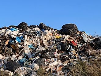 Garbage mountain in landfill. 