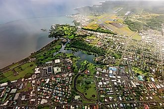 Aerial view of Hilo, Hawaii.