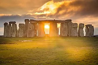 Stonehenge at sunset during winter solstice