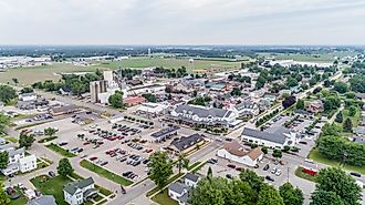 Aerial view of Shipshewana, Indiana.
