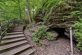 Entrance to Window cave, Maquoketa Caves State Park, Maquoketa Iowa