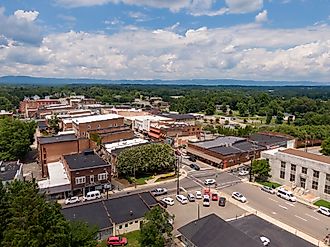 Aerial Drone Views of Downtown Mount Airy, North Carolina, via OakCityDrone on iStock.com