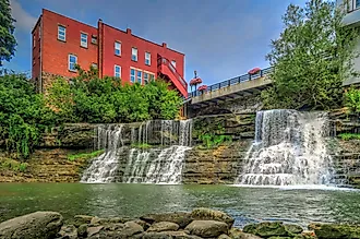 The waterfall in Chagrin Falls. Ohio.