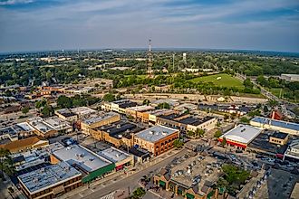 Aerial view of Crystal Lake, Illinois.