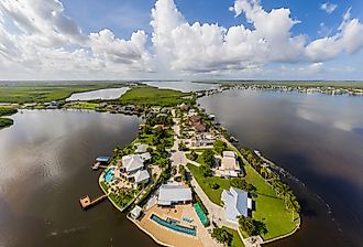 Aerial drone photo of Matlacha, Florida.