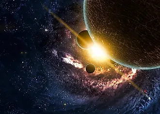 A Bright Star Behind Planets in Space